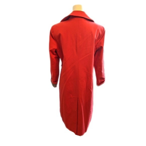 Talbots coral orange/pink long double breasted trench coat, lined size 6 - Picture 2 of 6